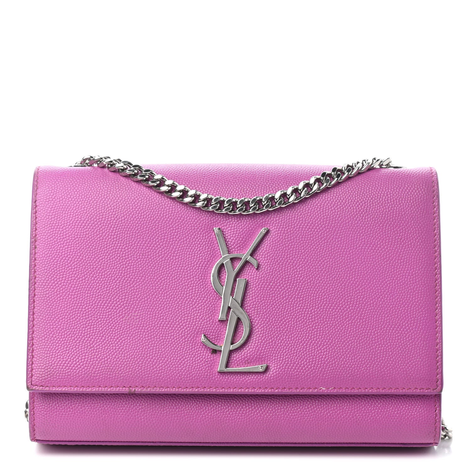 Saint Laurent Grain De Poudre Small Classic Monogram Kate Satchel Light Fuchsia 1 of 4