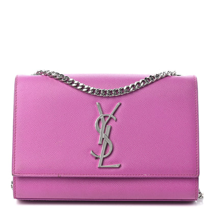 Saint Laurent Grain De Poudre Small Classic Monogram Kate Satchel Light Fuchsia 1 of 4