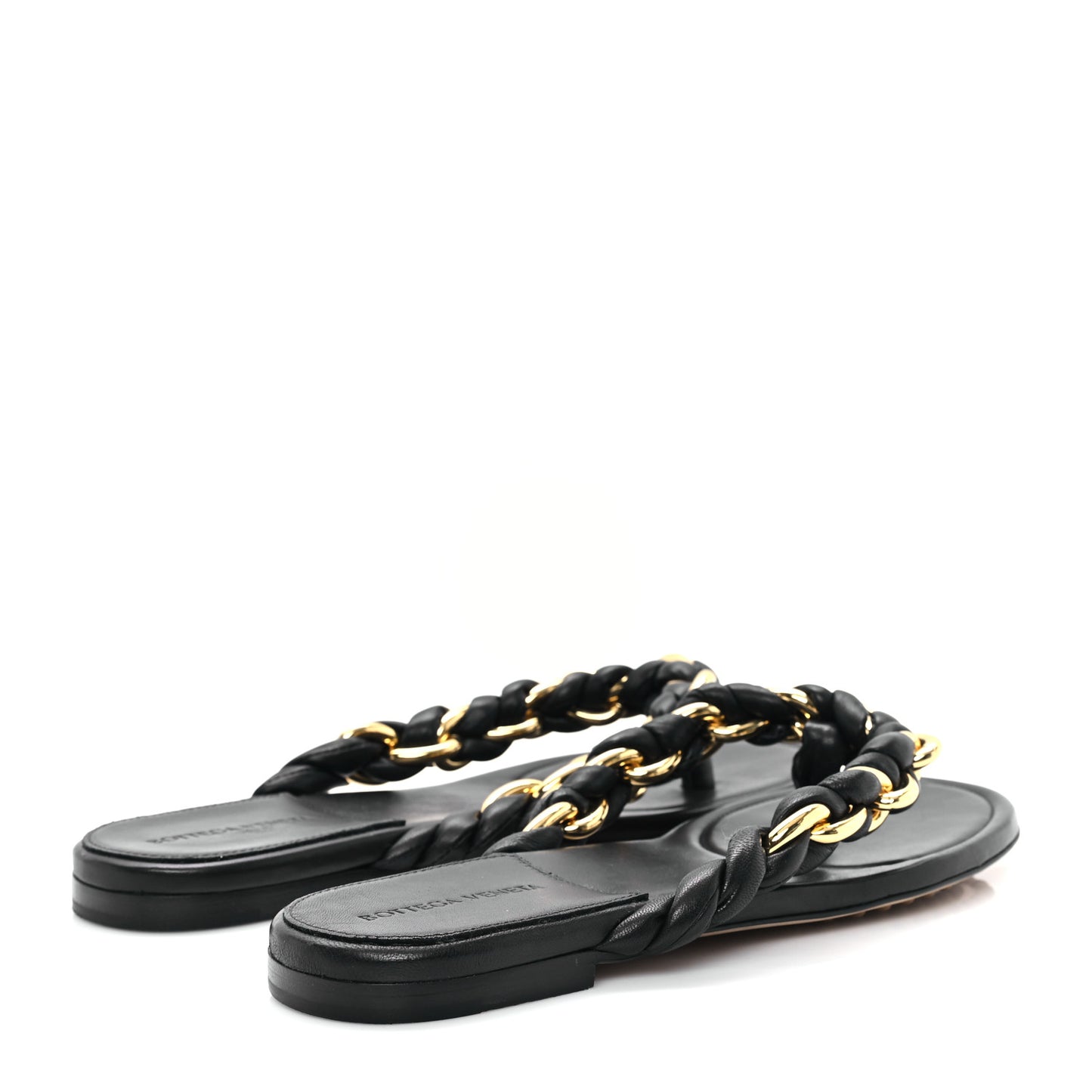 Nappa Chain Dot Flat Sandals 39.5 Black