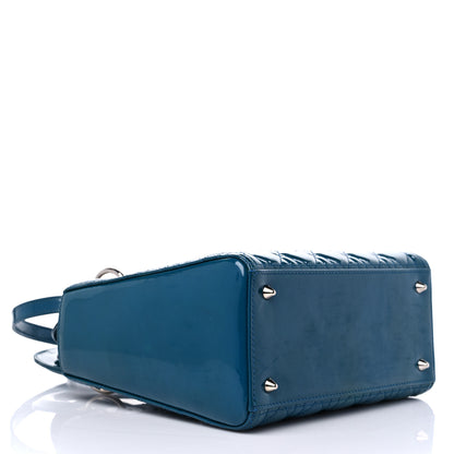 Christian Dior Patent Cannage Medium Lady Dior Blue 4 of 14