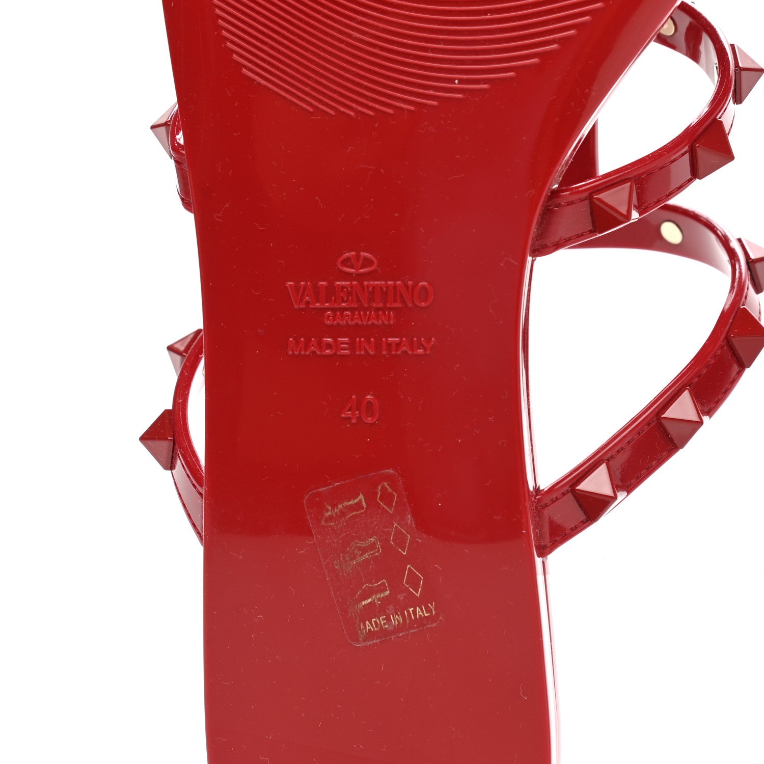 Valentino Garavani PVC Jelly Monochrome Rockstud Caged Flat Thong Sandals 40 Rosso Valentino 6 of 7