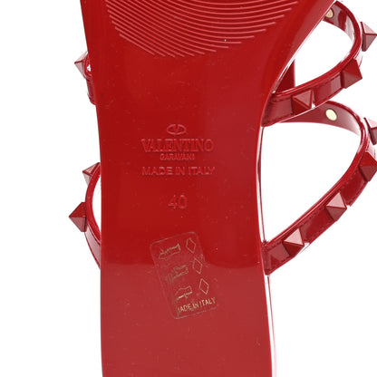 Valentino Garavani PVC Jelly Monochrome Rockstud Caged Flat Thong Sandals 40 Rosso Valentino 6 of 7