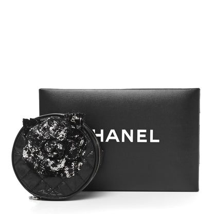 Chanel Aged Calfskin Sequin Quilted Camelia Clutch Black 11 of 11
