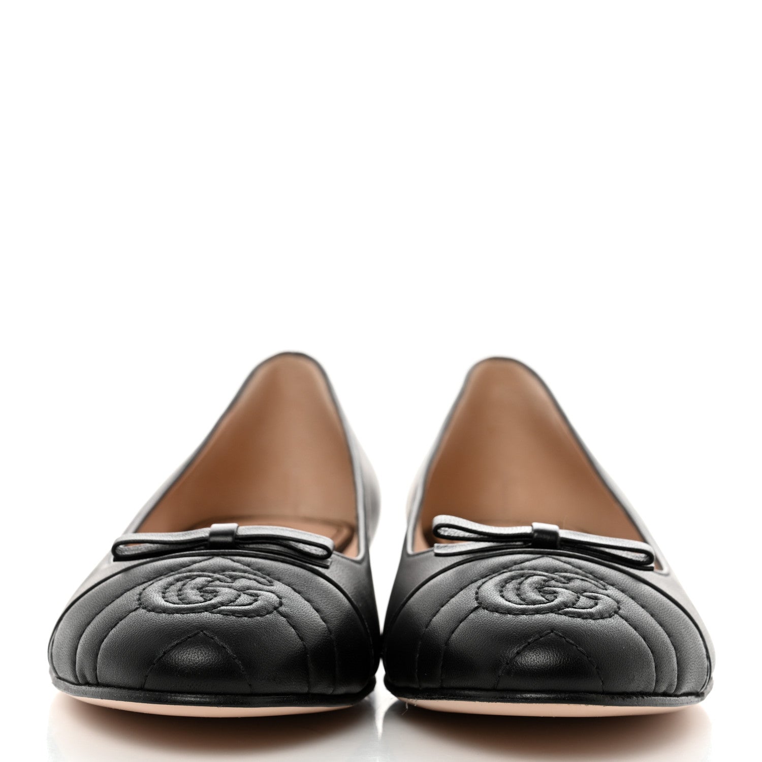 Gucci Nappa Matelasse Chevron Double G Ballet Flats 38 Black 2 of 9