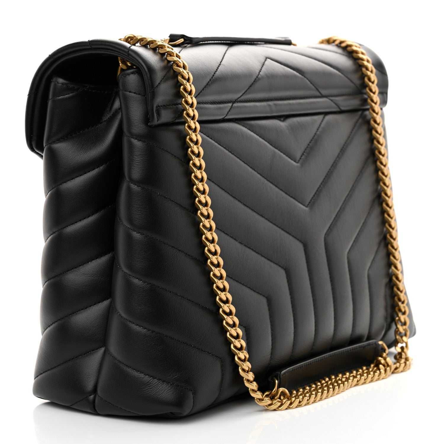 Saint Laurent Calfskin Y Quilted Monogram Medium Loulou Chain Satchel Black 3 of 10