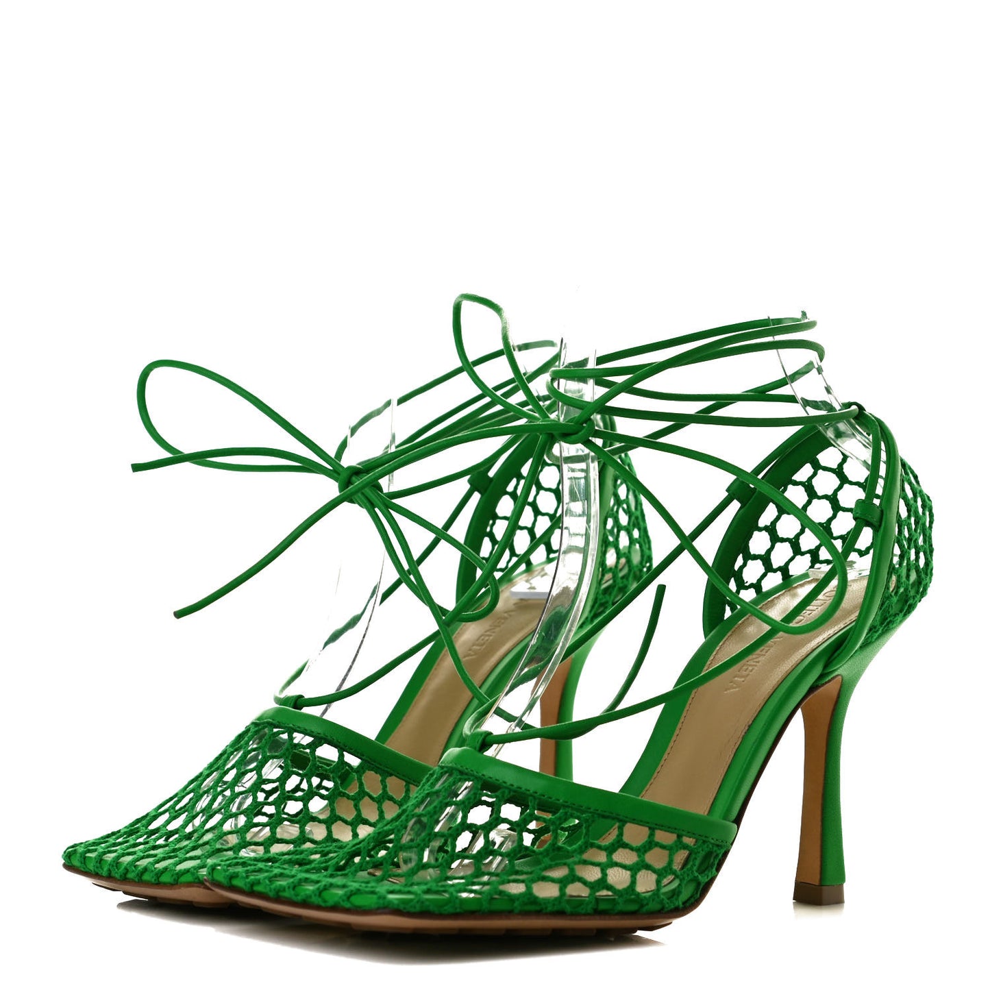 Mesh Nappa Stretch Ankle Tie 90mm Sandals 37.5 Grass