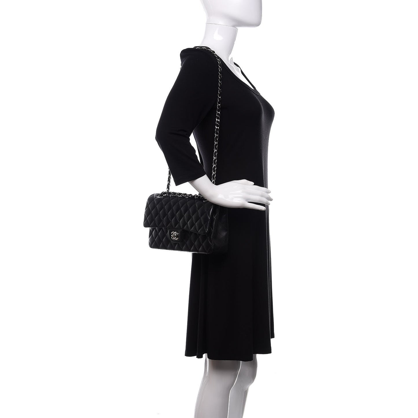 Lambskin Quilted Medium Double Flap Black