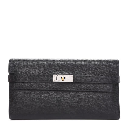 Hermes Chevre Mysore Kelly Longue Wallet Black 1 of 10