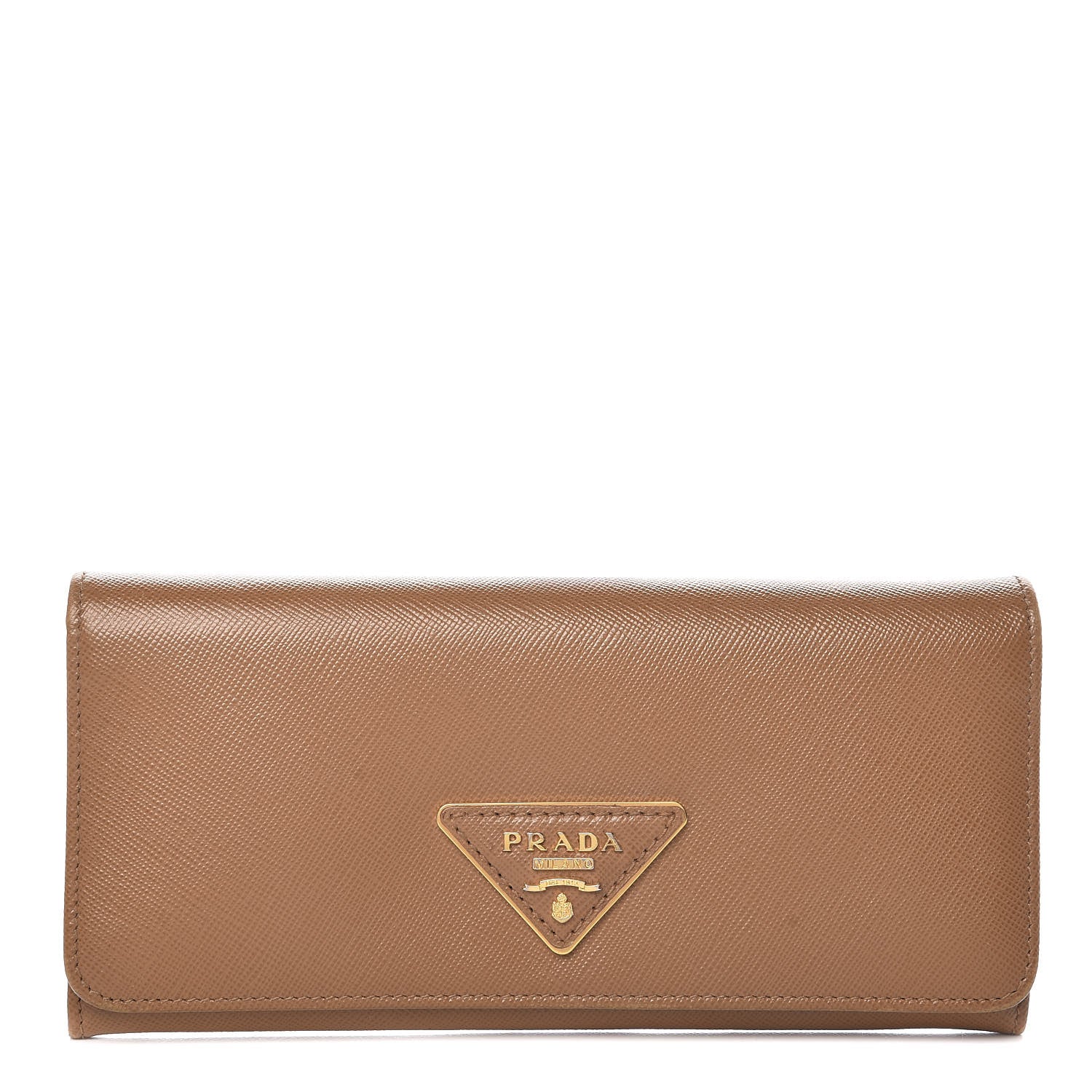 Prada Saffiano Continental Flap Wallet Caramel 1 of 12