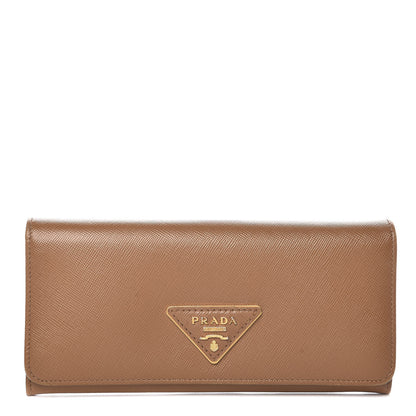 Prada Saffiano Continental Flap Wallet Caramel 1 of 12