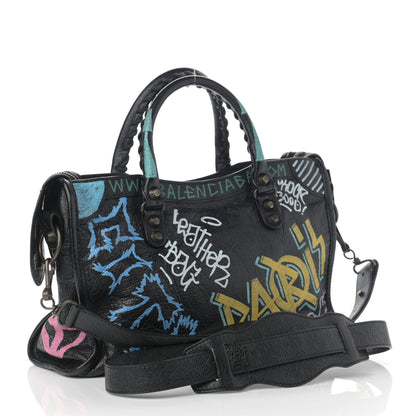 Balenciaga Agneau Graffiti All Over Classic Hardware S City Black Multicolor 3 of 10