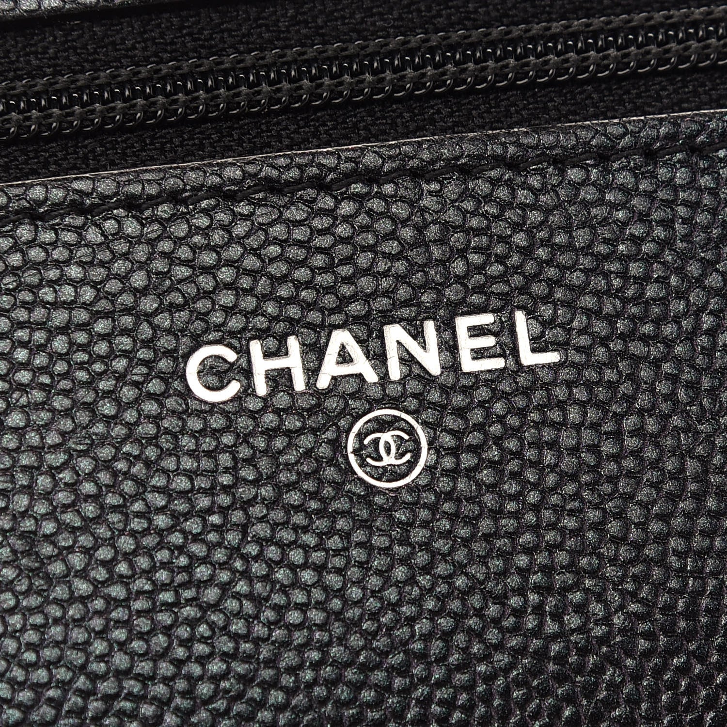 Chanel Iridescent Caviar Chevron Quilted Wallet On Chain WOC Black 5 of 10