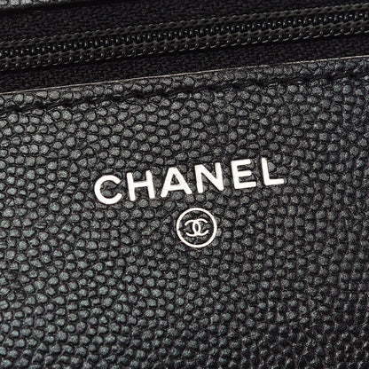 Chanel Iridescent Caviar Chevron Quilted Wallet On Chain WOC Black 5 of 10
