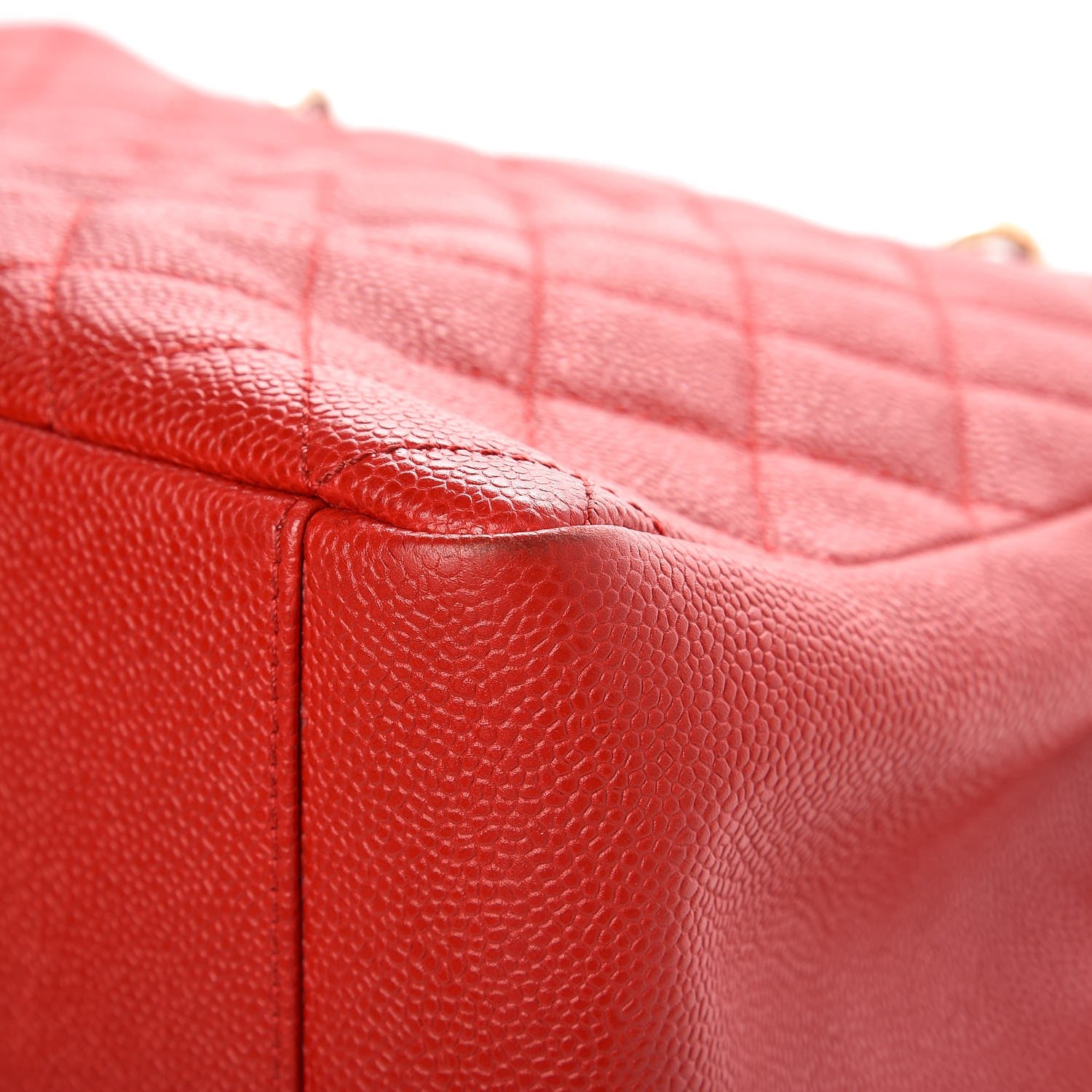 Chanel Caviar Quilted Grand Shopping Tote GST Red 9 of 13
