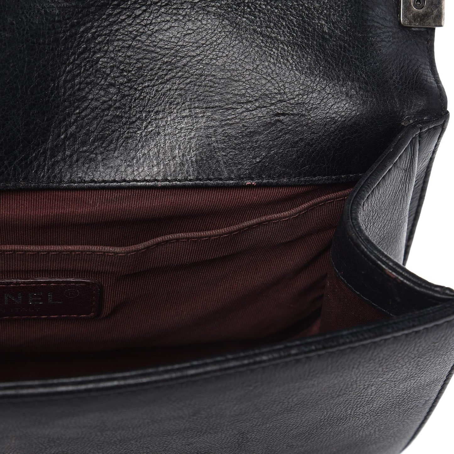 Calfskin Double Stitch Medium Boy Flap Black