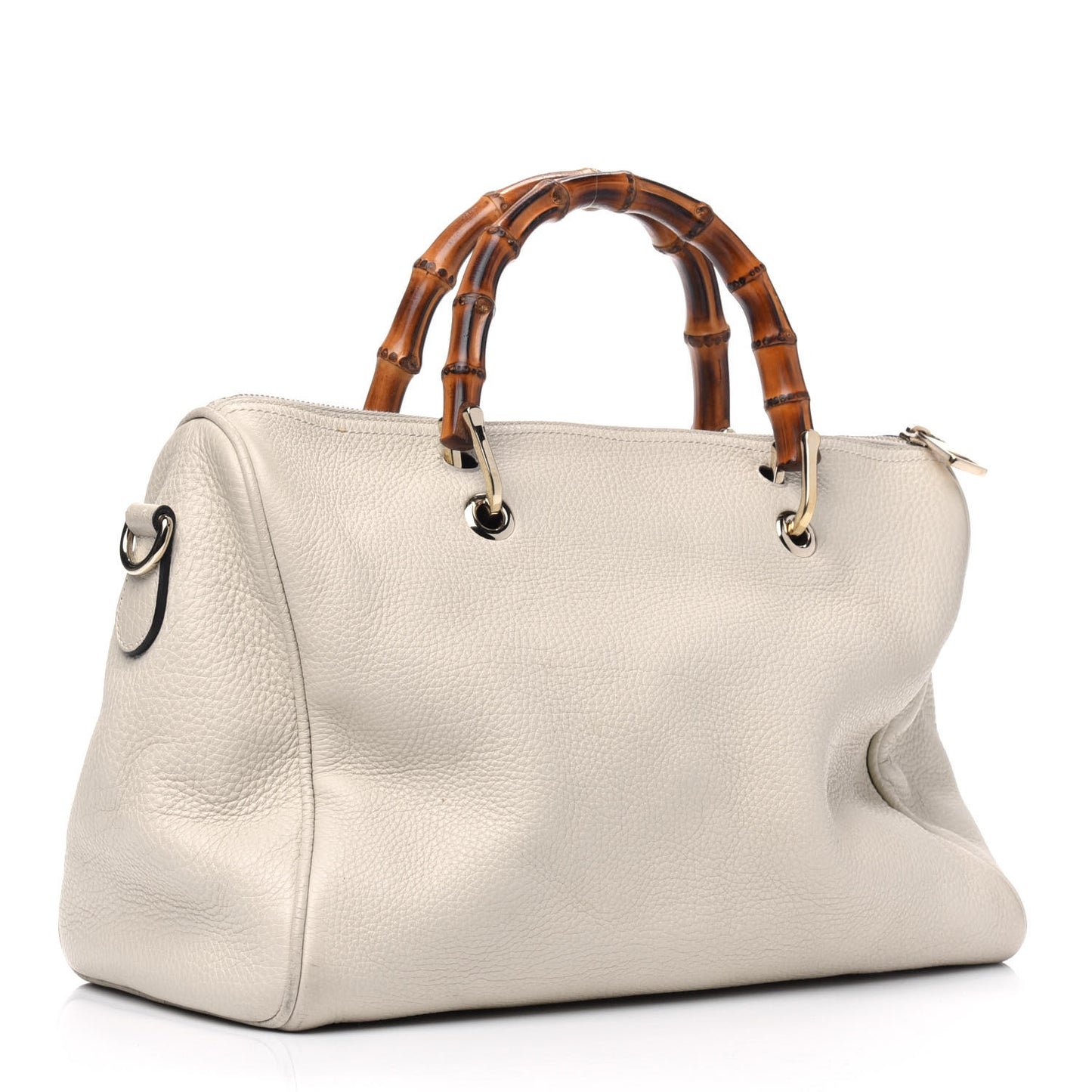 Calfskin Bamboo Medium Shopper Boston Mystic White