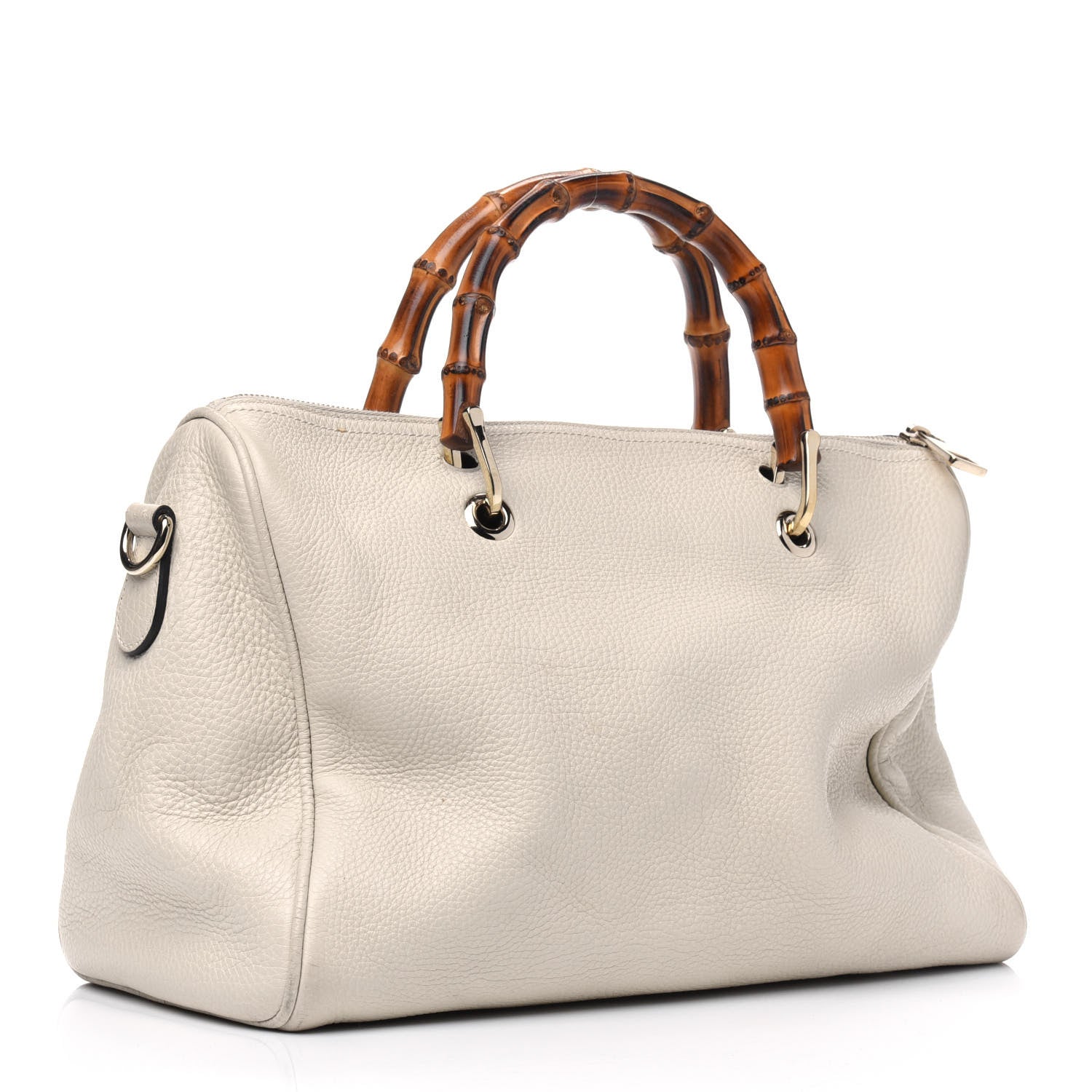 Gucci Calfskin Bamboo Medium Shopper Boston Mystic White 2 of 25