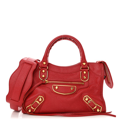 Balenciaga Chevre Gold Metallic Edge Hardware Mini City Rouge Grenade 1 of 11