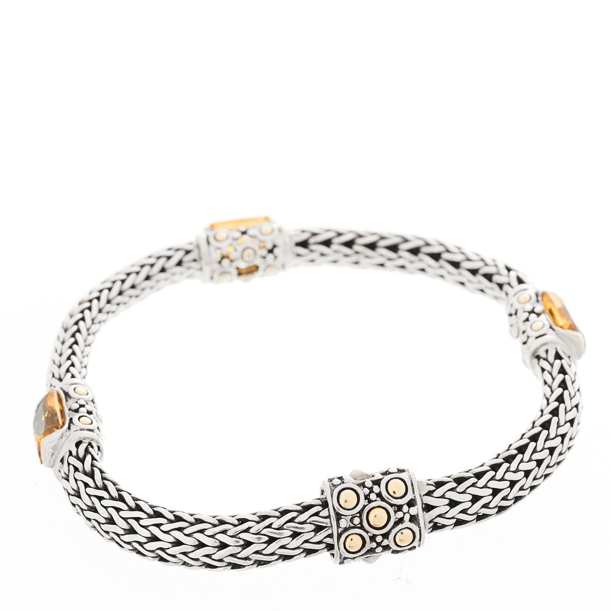 Sterling Silver 18K Yellow Gold Citrine Station Bracelet