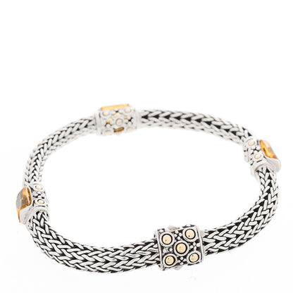 John Hardy Sterling Silver 18K Yellow Gold Citrine Station Bracelet 2 of 3
