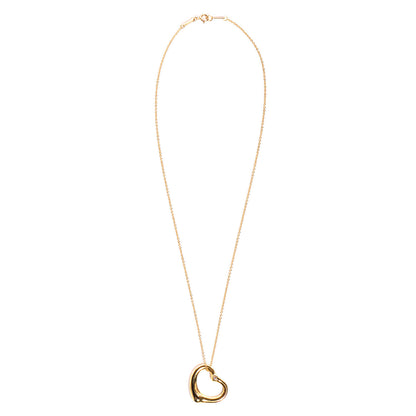 Tiffany 18K Yellow Gold Diamond Large Elsa Peretti Open Heart Pendant Necklace 3 of 7