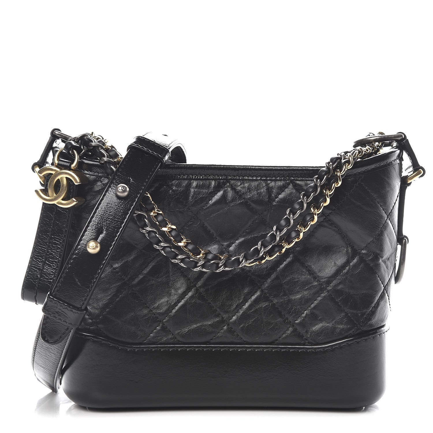 Chanel Aged Calfskin Quilted Small Gabrielle Hobo Black 1 of 10