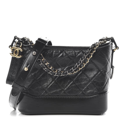 Chanel Aged Calfskin Quilted Small Gabrielle Hobo Black 1 of 10