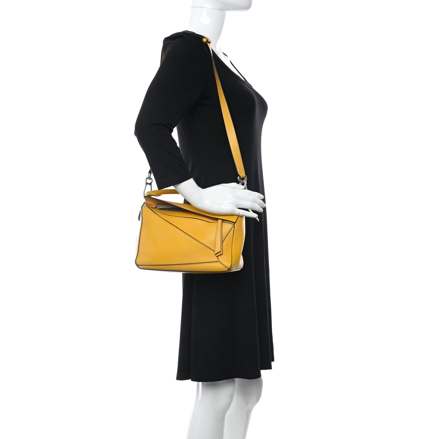 Grained Calfskin Small Puzzle Bag Yellow