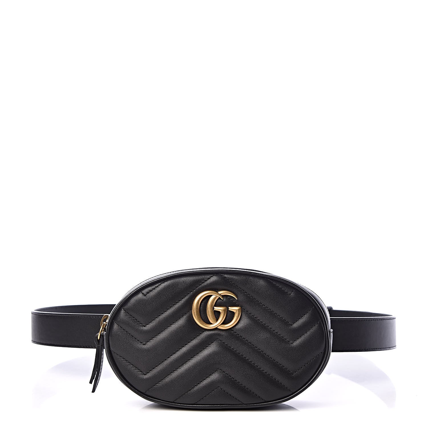 Gucci Calfskin Matelasse GG Marmont Belt Bag 95 38 Black 1 of 13