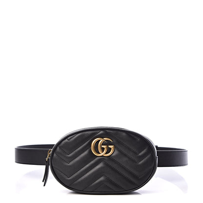 Gucci Calfskin Matelasse GG Marmont Belt Bag 95 38 Black 1 of 13
