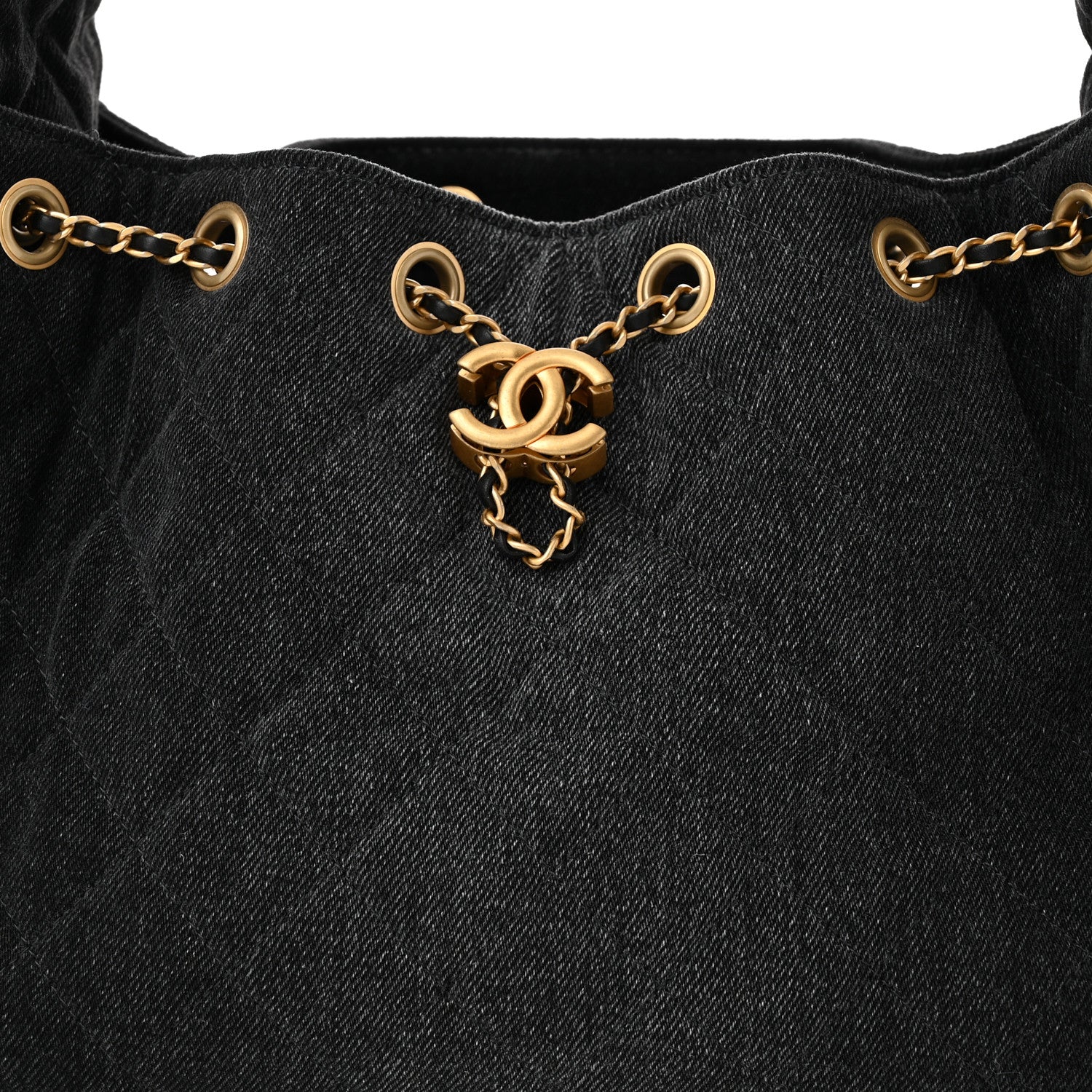 Chanel Washed Denim Quilted Small Chanel 25 Handbag Black 8 of 10