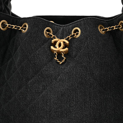 Chanel Washed Denim Quilted Small Chanel 25 Handbag Black 8 of 10