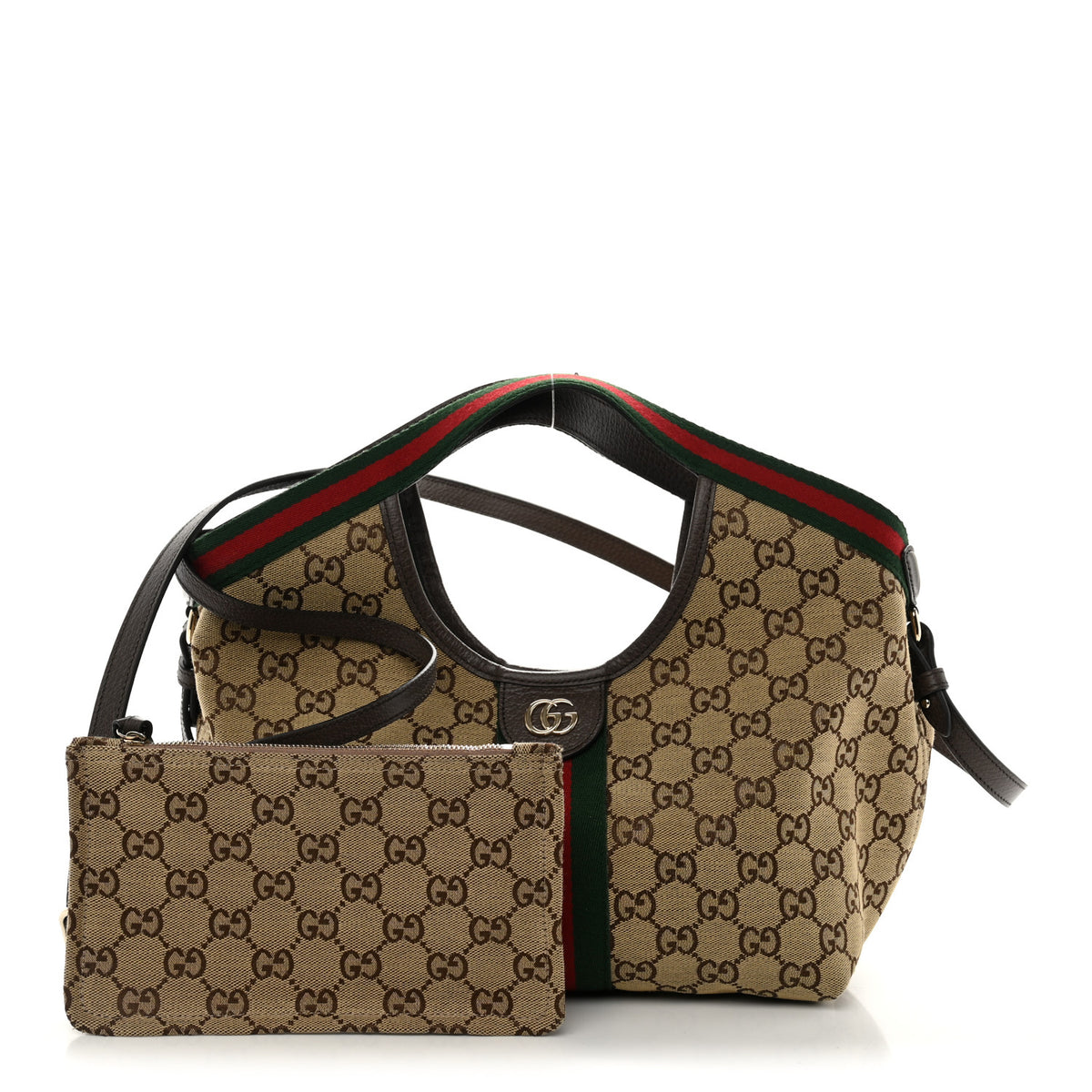 Monogram Web Small Giglio Tote Beige Dark Brown