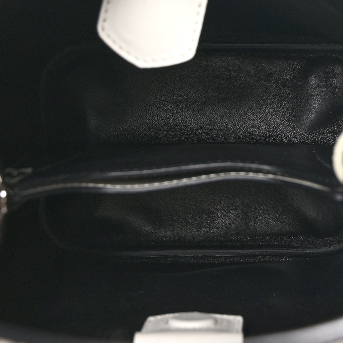 Saffiano Cuir Crystal Small Panier Bucket Bag White Black