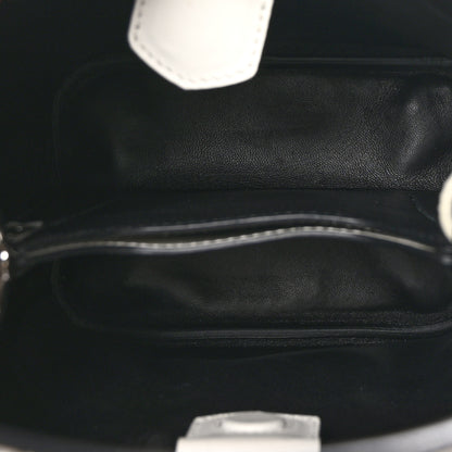 Prada Saffiano Cuir Crystal Small Panier Bucket Bag White Black 5 of 9