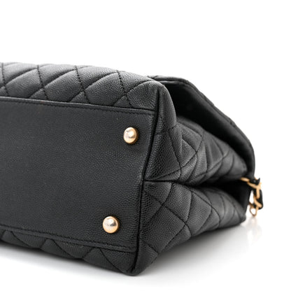 Chanel Caviar Elaphe Quilted Small Coco Handle Flap Black 10 of 13