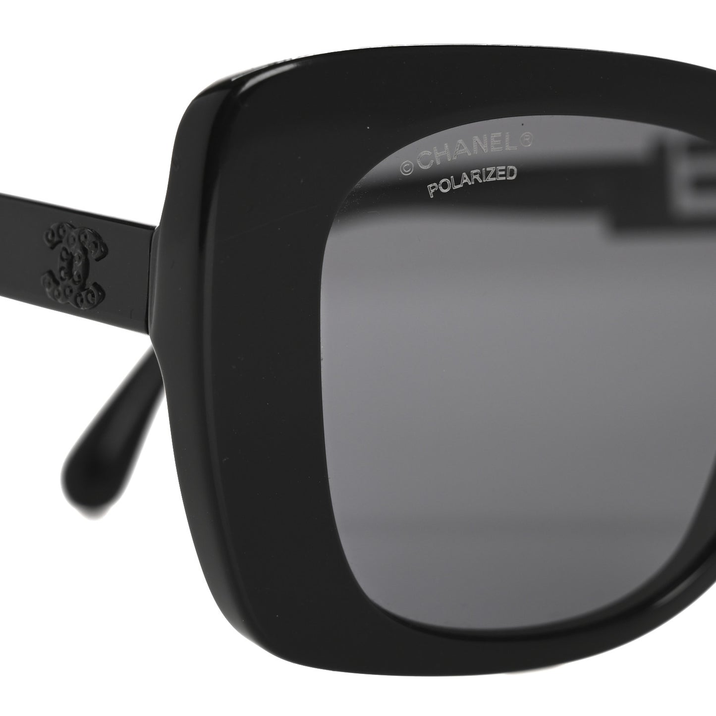 Acetate Strass Polarized Square Sunglasses 5422-B Black