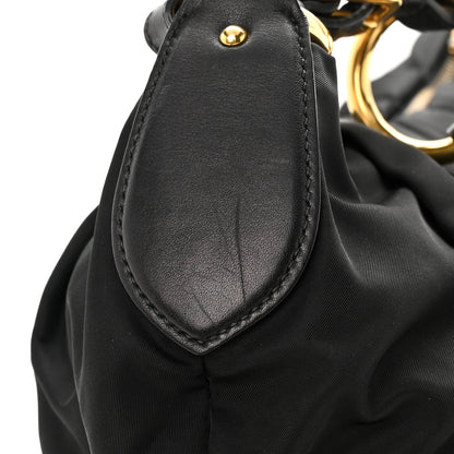 Prada Tessuto Nylon Pleated Shoulder Bag Black 17 of 17