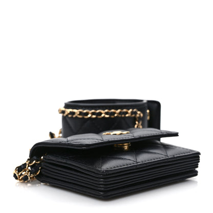 Chanel Lambskin Quilted Flap Card Holder With Cuff L Black 4 of 9