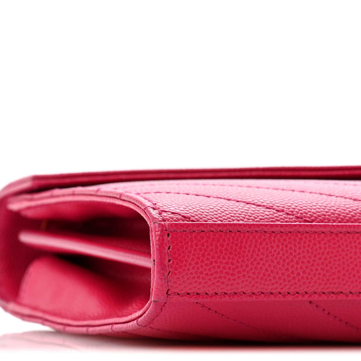 Saint Laurent Grain De Poudre Matelasse Chevron Monogram Chain Wallet Bubblegum 10 of 14