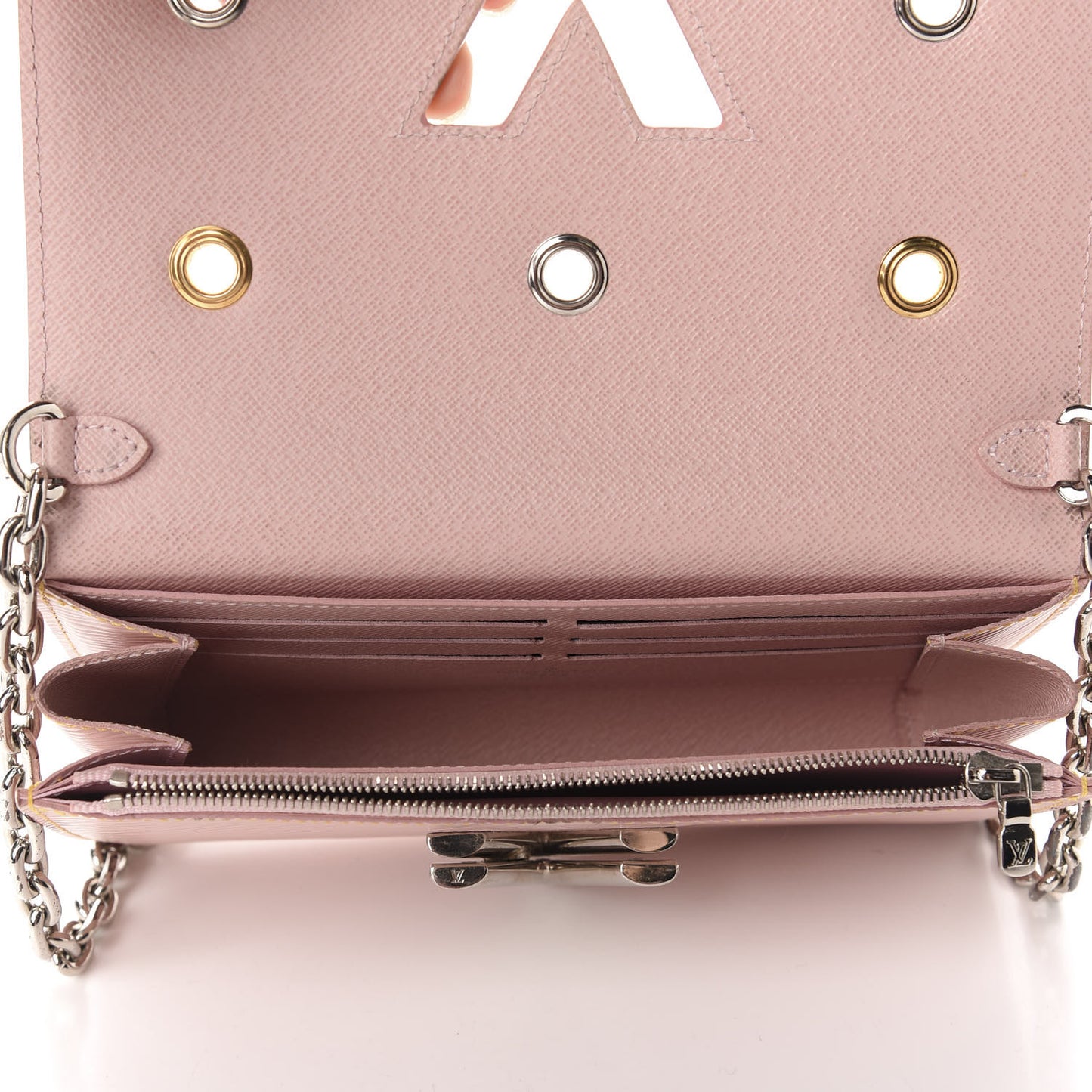 Epi Mechanical Flowers Twist Chain Wallet Rose Ballerine