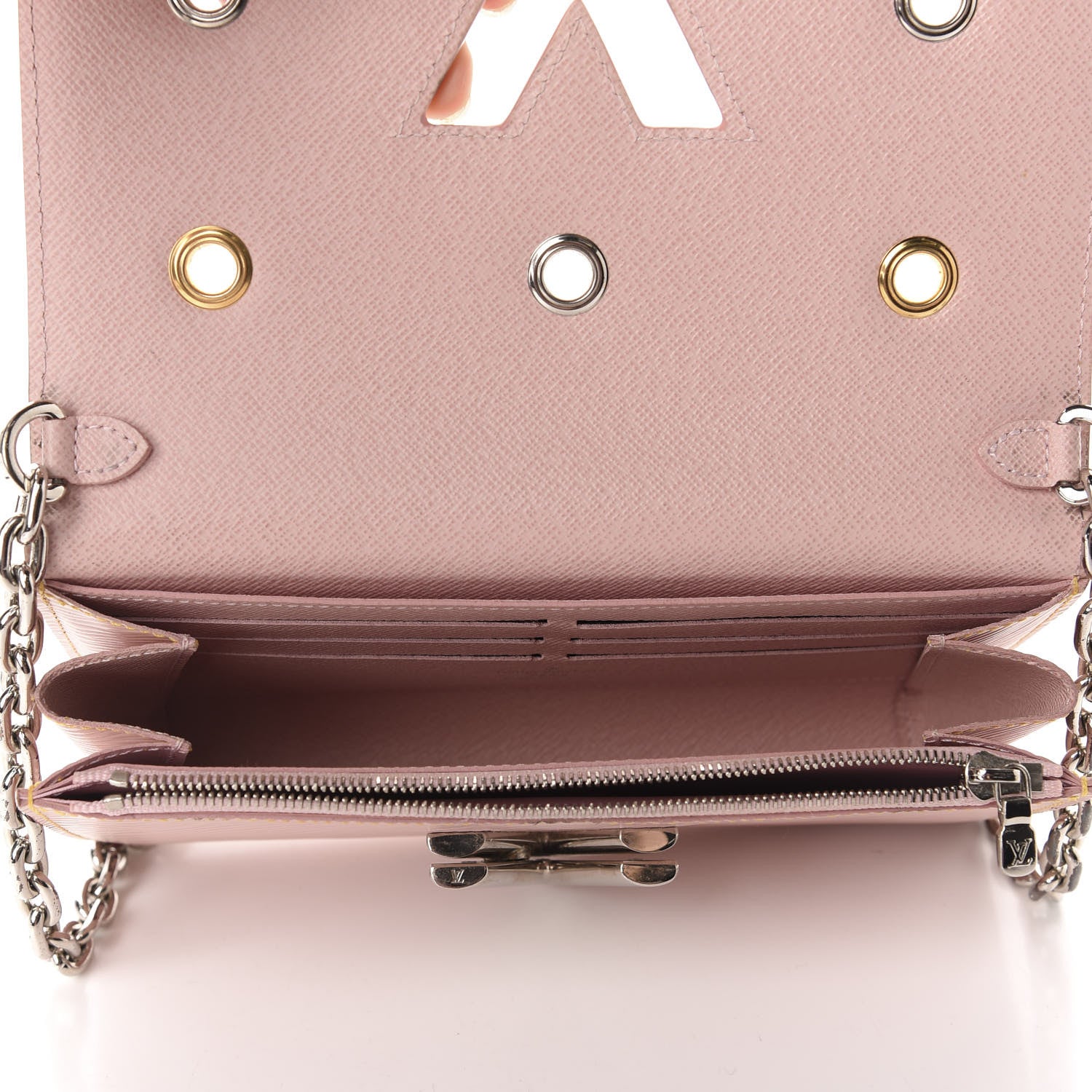 Louis Vuitton Epi Mechanical Flowers Twist Chain Wallet Rose Ballerine 3 of 16