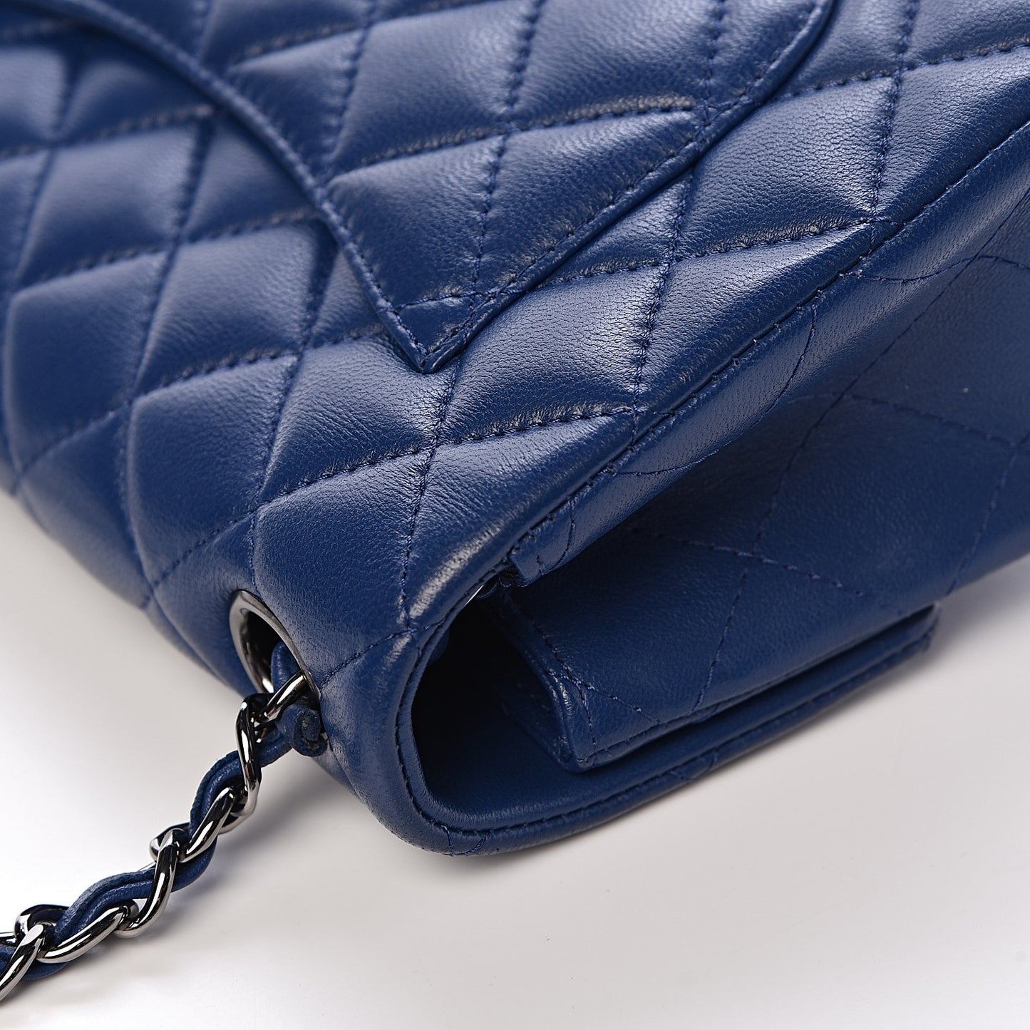 Lambskin Quilted Mini Rectangular Flap Dark Blue