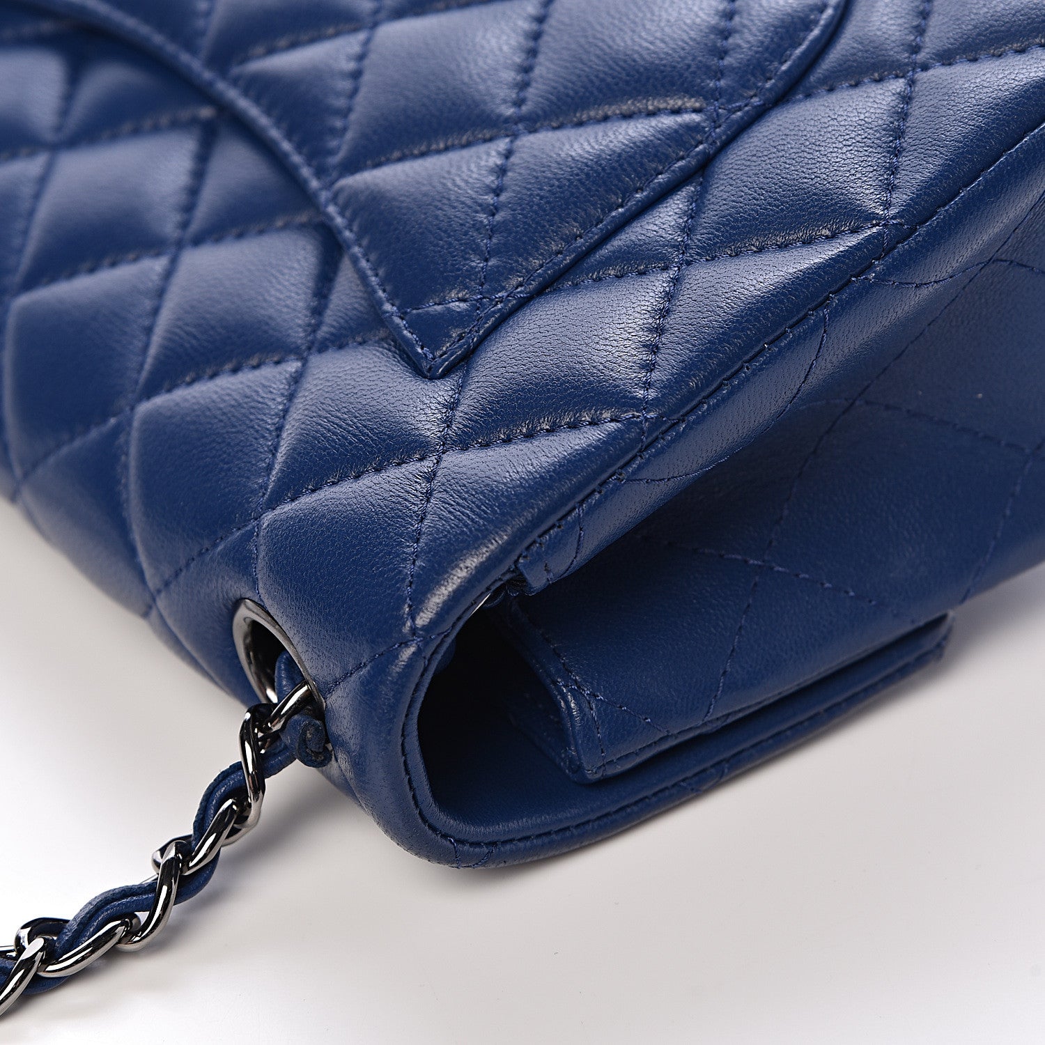 Chanel Lambskin Quilted Mini Rectangular Flap Dark Blue 14 of 15