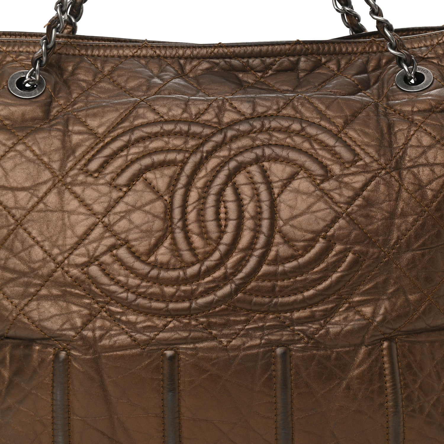 Chanel Metallic Aged Calfskin Large Shopping In Moscow Tote Bronze 8 of 10