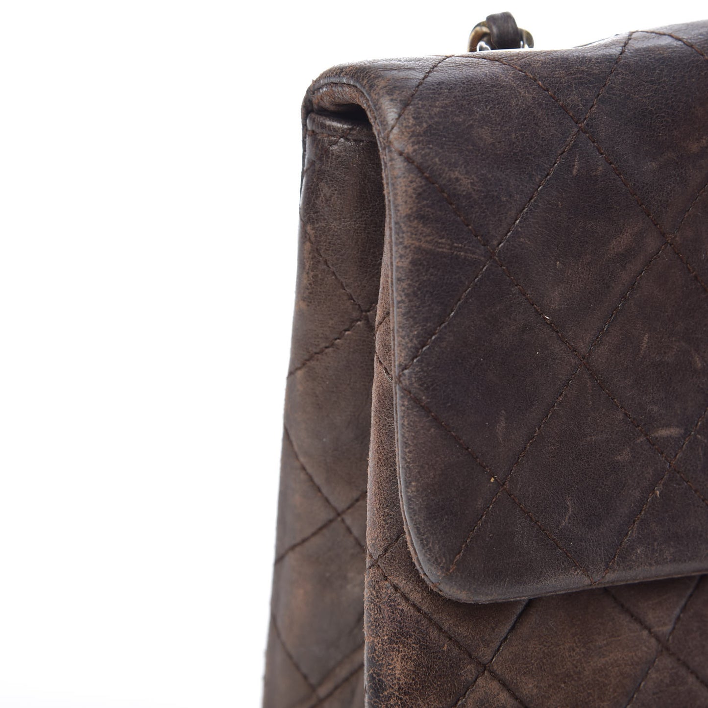 Lambskin Quilted Mini Square Flap Brown