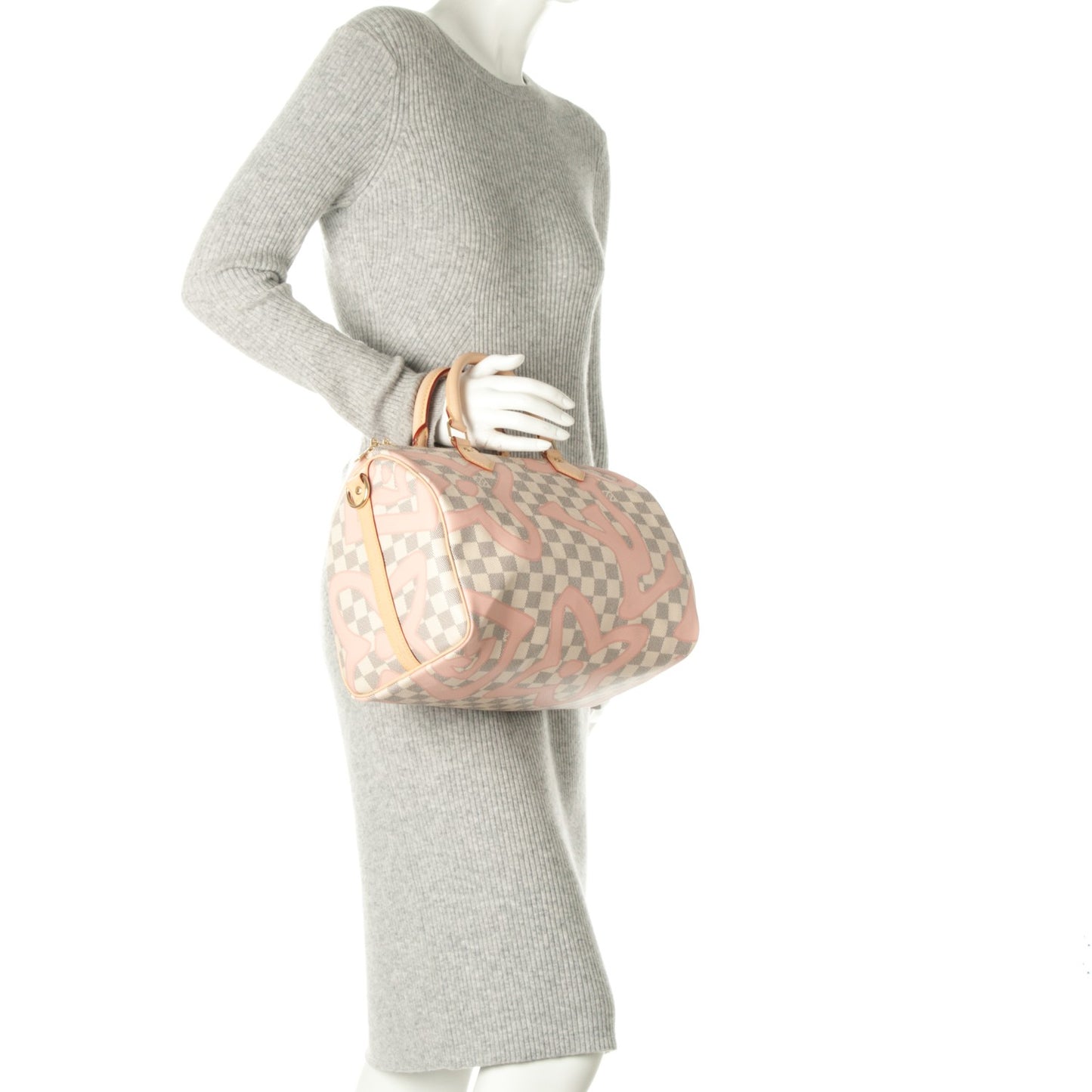 Damier Azur Tahitienne Speedy Bandouliere 30 Rose Ballerine