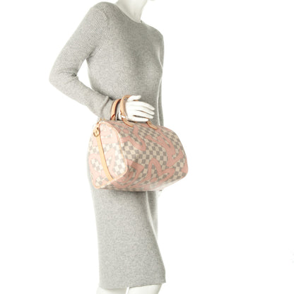 Louis Vuitton Damier Azur Tahitienne Speedy Bandouliere 30 Rose Ballerine 3 of 8