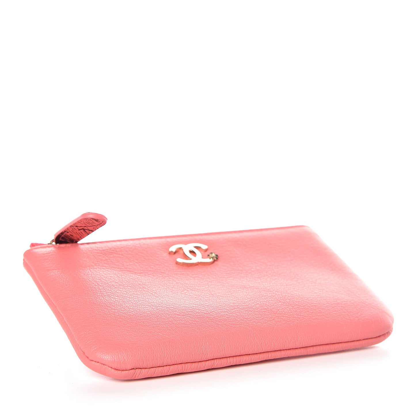 Goatskin Small CC Clover Cosmetic Case Pink