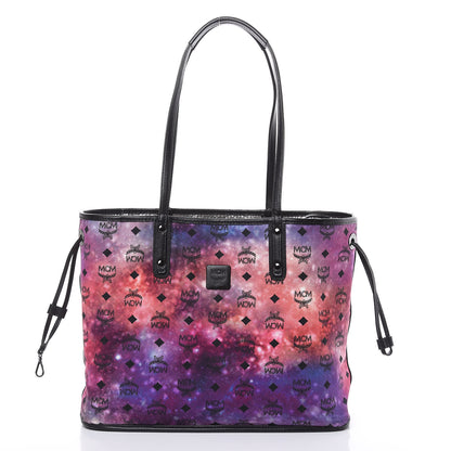 MCM Metallic Visetos Medium Reversible Shopper Tote Silver Black 3 of 12